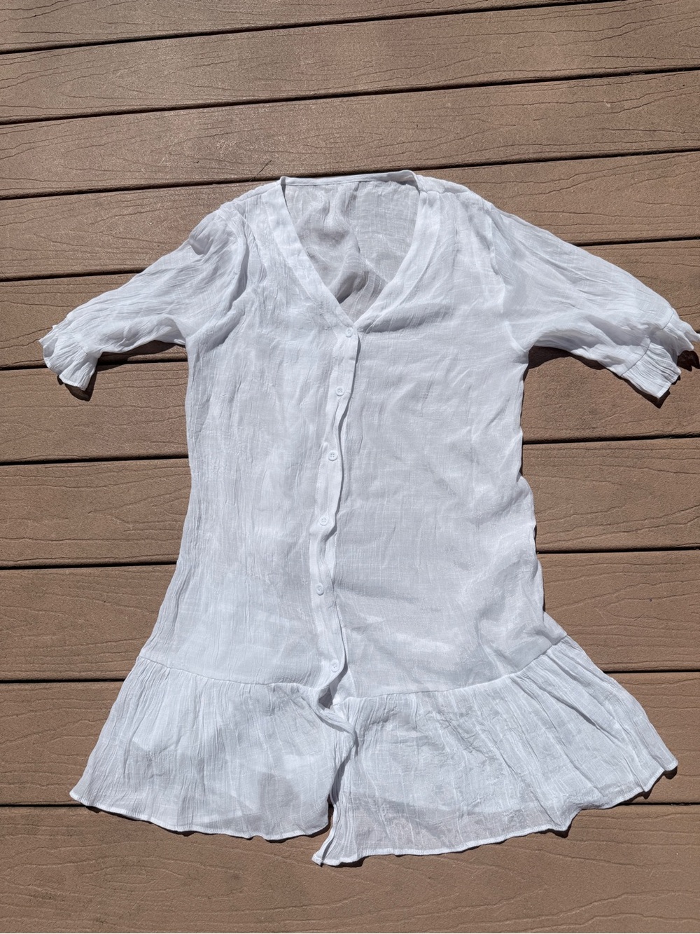 Cupshe styled White V-Neck Beach Cover-Up Tunic - Picture 5 of 7